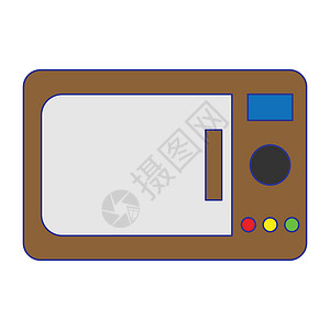 平板微波彩色图标食物卡通片机器家庭家用电器电气背景图片