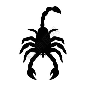 纯黑清黑素材平面黑蝎子图标插画
