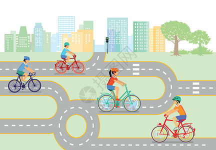 使用自行车进行儿童交通教育;背景图片