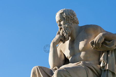 经典雕像苏格拉底地标蓝色大理石哲学家旅行思维历史性纪念碑大学建筑学背景