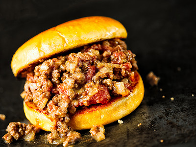 美洲马虎汉堡汉堡垃圾牛肉球衣包子地面食物水平面包高清图片