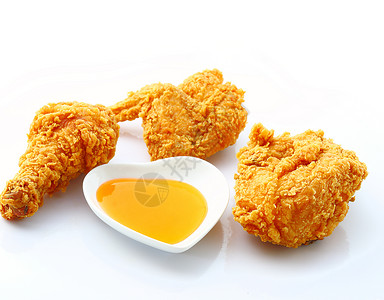 炸鸡肉 酱汁全白小吃火鸡餐厅翅膀营养家禽白色背景图片