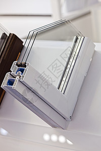 警告文件窗口的 PVC 配置文件阴影螺丝复合材料白色建筑学质量窗户警告合金材料背景
