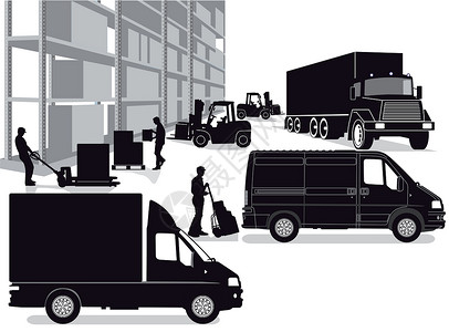 搬货工人运输代理货物运输船运卡车出货量信使邮政包装服务商业全世界输送插画