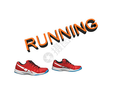白色背景中的运动鞋和球  3d 渲染鞋类健身房插图跑步运动衣服背景图片
