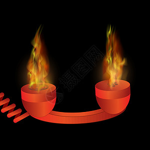 热疯了燃烧红电话与火焰和火焰设计图片