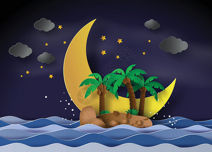 午夜时分的岛背景图片