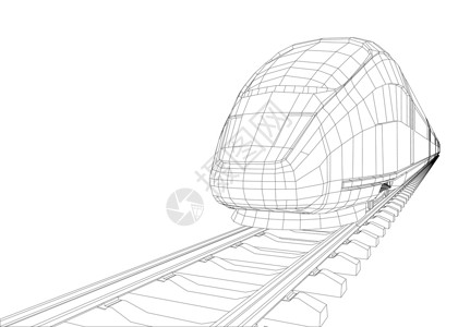 公路铁路两用桥现代高速列车剪影运输多边形技术3d海报艺术创新旅行火车引擎设计图片