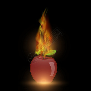 红苹果与火焰背景图片