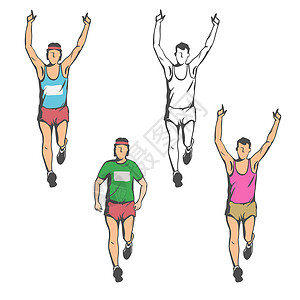 馬拉松任何年龄段的马拉松和健康的生活方式男性竞赛头发姿势衬衫运动员赛跑者潮人速度跑步设计图片