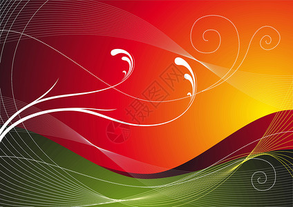 抽象矢量背景绿色红色波纹海浪艺术插图装饰品漩涡背景图片