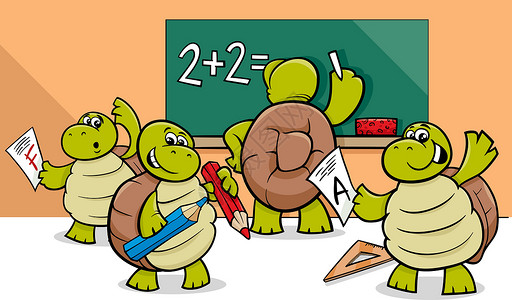 a6级教室中的海龟漫画人物设计图片