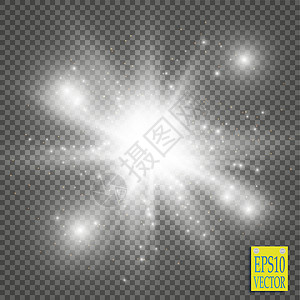 火花透明素材发光效果 在透明背景上闪闪发光的星暴 矢量图阳光艺术闪光射线褪色天空强光镜片太阳星星设计图片