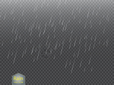 秋天雨雨透明模板背景 落水滴纹理 方格背景下的自然降雨雨滴行动下雨气候天空雨量墙纸瀑布风暴季节插画