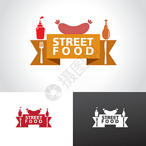 街头食品标志背景图片