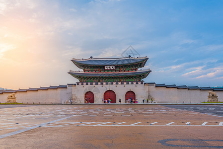 韩国首尔城京博宫殿建筑历史地标历史性皇家网关景观旅行城市旅游背景图片