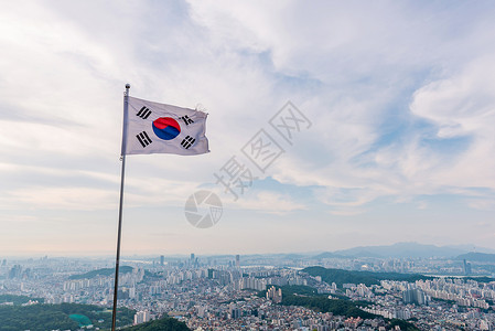 韩国商业素材南韩首尔城市中心天际线背景
