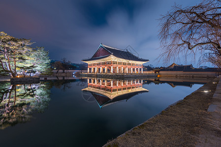景福宫宫蓝色的宁静高清图片