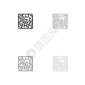 迷宫迷宫难题黑色和灰色设置 ico背景图片