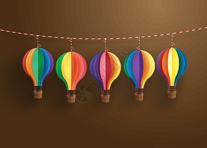 彩色热空气气球背景图片