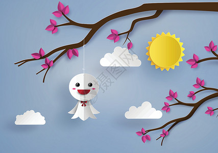 日本纸娃娃反对 rai环境自由工艺气候儿子风暴气象季节天空剪纸背景图片