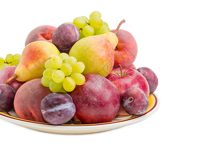 大盘子上不同水果的特质高清图片