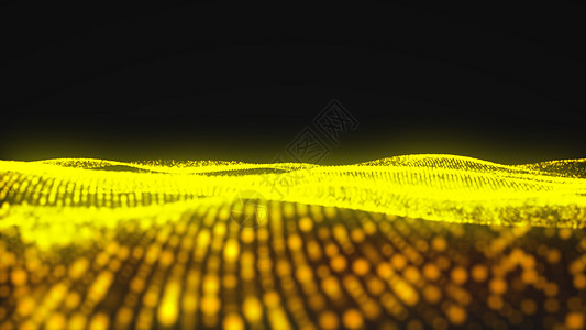 奢华的金色闪闪发光的粒子波浪背景环形框架海浪闪光金子派对辉光灰尘原子耀斑背景图片