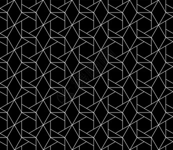 具有可编辑笔划权重的矢量无缝几何图案黑色三角形墙纸风格条纹对角线网格白色正方形窗帘背景图片