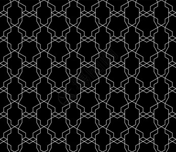 具有可编辑笔划权重的矢量无缝几何图案菱形六面体黑色对角线三角形网格多边形窗帘六边形窗饰背景图片
