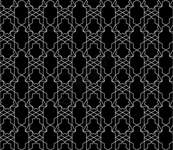 具有可编辑笔划权重的矢量无缝几何图案墙纸条纹三角形对角线六面体菱形黑色网格白色窗饰背景图片