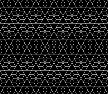 具有可编辑笔划权重的矢量无缝几何图案正方形三角形六面体黑色条纹风格窗帘六边形对角线菱形背景图片