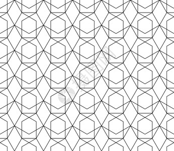 具有可编辑笔划权重的矢量无缝几何图案窗饰六面体正方形黑色中风三角形六边形对角线条纹墙纸背景图片