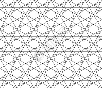 具有可编辑笔划权重的矢量无缝几何图案中风六面体窗饰黑色对角线装饰墙纸白色三角形多边形背景图片