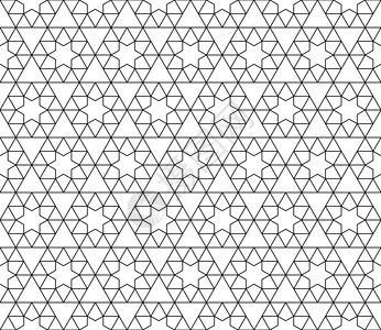具有可编辑笔划权重的矢量无缝几何图案风格菱形多边形窗帘条纹黑色中风网格六边形对角线背景图片