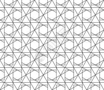具有可编辑笔划权重的矢量无缝几何图案风格六面体条纹白色正方形黑色菱形窗饰六边形对角线背景图片
