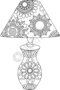 装饰花纹台灯黑与白打印家具设计灯光花瓣风格技术照明矢量背景图片