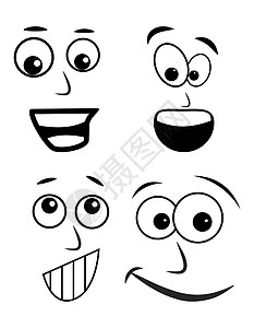 卡通脸矢量符号图标设计漫画快乐面孔情感眼睛乐趣表情微笑笑脸横幅背景图片