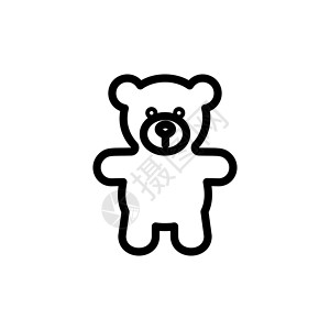 文字描边泰迪熊毛绒细线图标 为儿童网站和移动应用程序设计的大纲符号婴儿毛绒玩具 轮廓描边孩子可爱泰迪熊象形文字插画