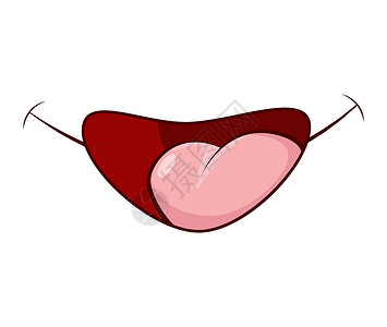 好吃嘴最爱带舌头矢量符号图标设计的微笑嘴乐趣横幅插图卡片白色嘴唇卡通片标识艺术插画
