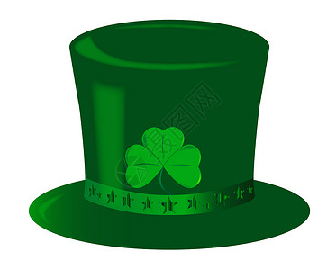 爱尔兰顶帽子艺术品绘画绿色插图艺术三叶草背景图片
