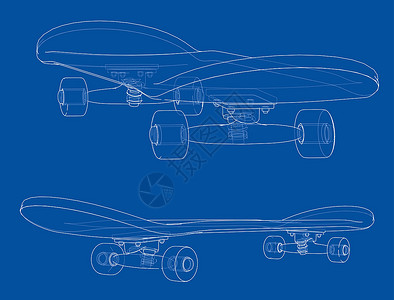 滑板 矢量线框风格背景图片
