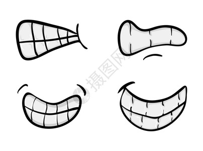 嘴巴笑带有牙套矢量符号的卡通口图标设计标识乐趣涂鸦收藏横幅卡片嘴巴绘画幸福插图插画