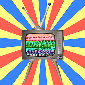 炒拌饭海苔碎旧的破碎电视 在回转电视屏幕上闪烁插画