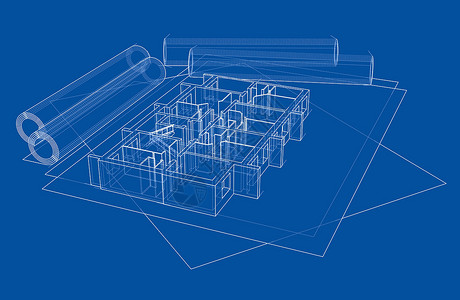 带有楼面模型的绘图绘画技术计算机建筑学工程设计建筑草稿蓝图项目插画