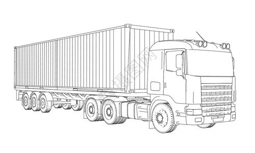 由集装箱卡车后勤货物贸易草稿船运出口贮存运输技术绘画商业设计图片