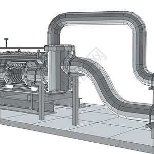 水管阀门配件工业设备泵 线框  EPS10 格式  3 的矢量渲染黑色技术发电机工厂资源引擎设施金属植物软管插画