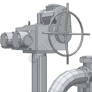 工业设备电动阀门 无线框架 EPS10格式压力金属工厂设施技术管道发电机黑色平台插图插画