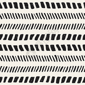 手绘风格无缝模式 在黑白的抽象几何平铺背景 矢量涂鸦线格织物刷子包装格子打印装饰黑色白色创造力墨水背景图片