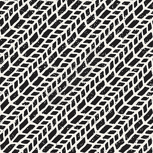 手绘风格无缝模式 在黑白的抽象几何平铺背景 矢量涂鸦线格黑色创造力织物包装白色草图条纹中风打印装饰品背景图片