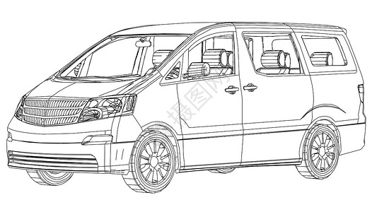 大型货车框架Minivan 汽车 摘要绘制 电线框架 EPS10格式插画